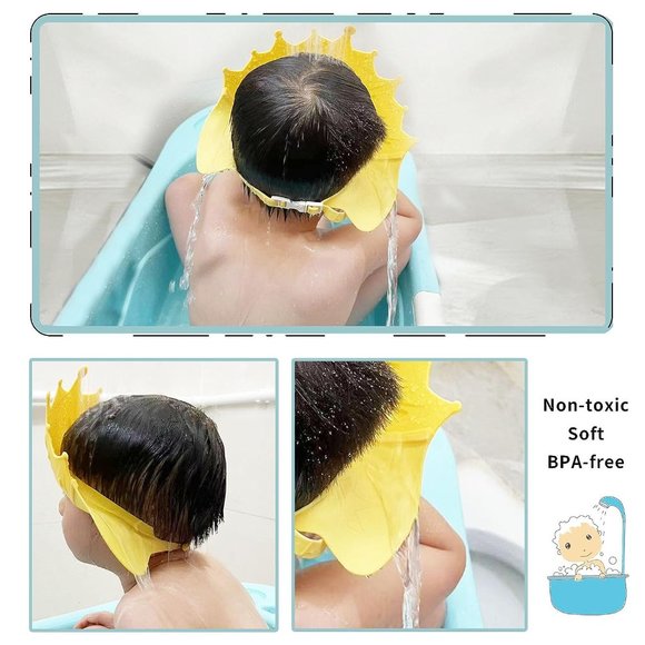 Baby Shower Cap Shield Bathing Cap Safe Silicone Protection Bath Cap Crown - NEW - Picture 6 of 7